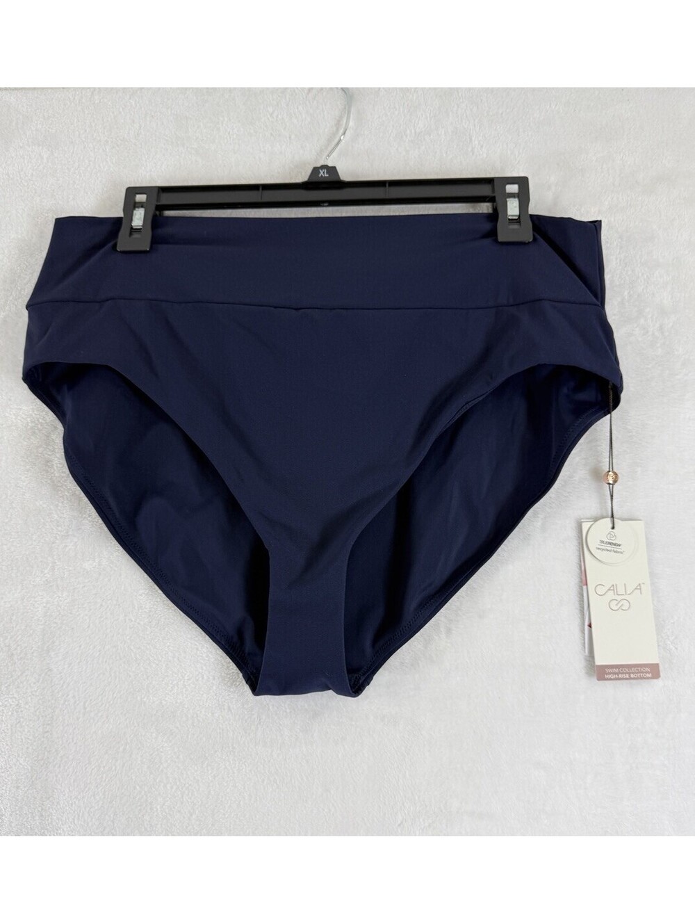 Calia Bikini Bottom XL Blue High Rise Wide Band Womens Swimsuit Swimwear New NWT